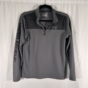 Under Armour Sweater Boys YLG Grey Heathered 1/4 Zip Long Sleeve Turtleneck